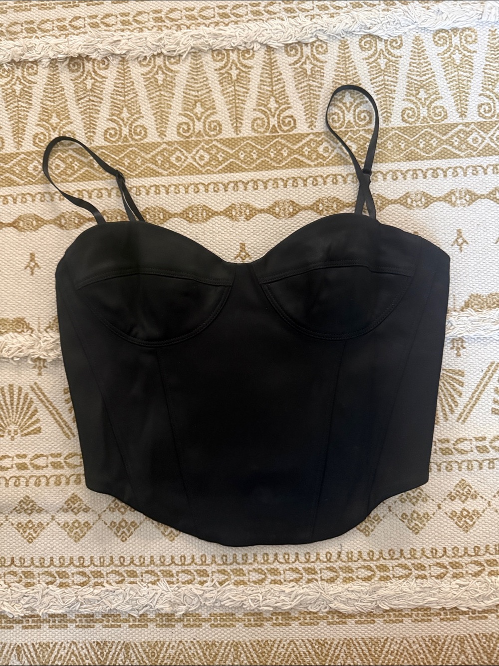 Aritzia Black Bustier Crop Top with Adjustable Straps